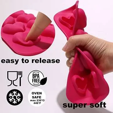 Ice Cube Tray for Freezer Silicone，Podleer Heart Shaped Ice Tray With Lid, Set of 3, 24 PCS Fun Shape Ice Mold For Iced Coffee, Whiskey & Cocktails, Easy-Release Chocolate Candy Molds, BPA Free