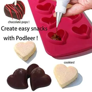 Ice Cube Tray for Freezer Silicone，Podleer Heart Shaped Ice Tray With Lid, Set of 3, 24 PCS Fun Shape Ice Mold For Iced Coffee, Whiskey & Cocktails, Easy-Release Chocolate Candy Molds, BPA Free