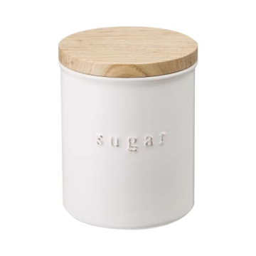 Yamazaki Home Tosca Ceramic Canister - Dry Food Kitchen Storage Container Organizer - Sugar - 15.25 Oz., 450 Ml