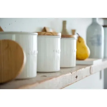 Yamazaki Home Tosca Ceramic Canister - Dry Food Kitchen Storage Container Organizer - Sugar - 15.25 Oz., 450 Ml