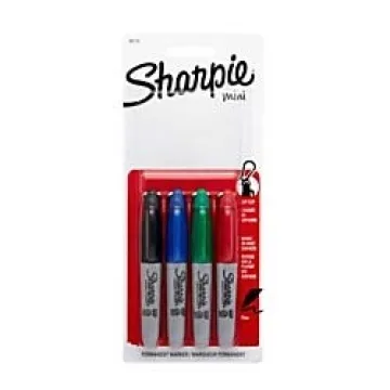 Sharpie Mini Permanent Markers, Fine Point, Assorted Colors, 4 Count