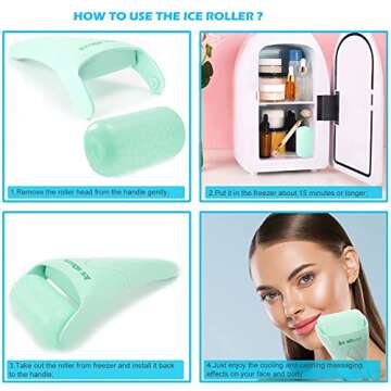 Wonderwin Ice Roller & Stainless Steel Gua Sha Facial Tools, Skin Care Gift Sets for Face & Eyes, Puffiness, Migraine, Pain Relief and Minor Injury, Self Care Gift for Women