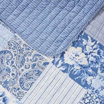 Laura Ashley King Quilt Set - Reversible Cotton Bedding