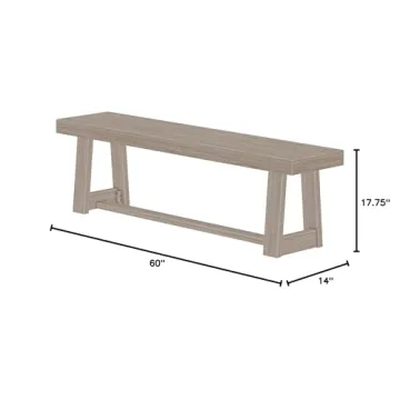Plank+Beam Farmhouse Dining Bench - Solid Wood, Easy Assembly