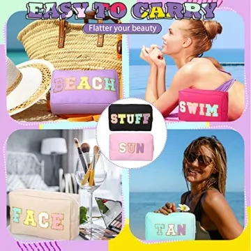 Stylish 6 Pcs Chenille Letter Makeup Bags for Women