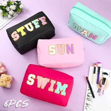 Stylish 6 Pcs Chenille Letter Makeup Bags for Women
