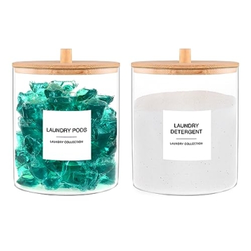 Stylish Glass Jars for Laundry Organization Set of 2