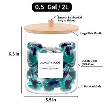 Stylish Glass Jars for Laundry Organization Set of 2