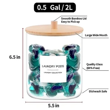 Stylish Glass Jars for Laundry Organization Set of 2