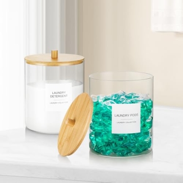 Stylish Glass Jars for Laundry Organization Set of 2