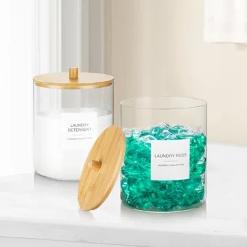 Stylish Glass Jars for Laundry Organization Set of 2