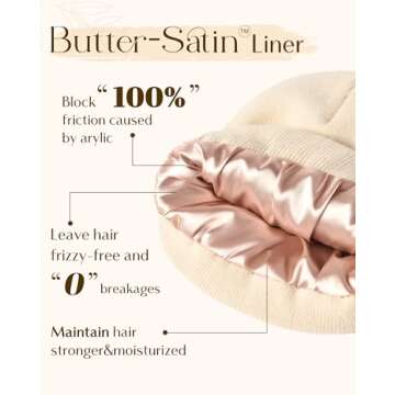 YANIBEST Womens Satin Lined Knit Beanie Hat Acrylic Winter Hats for Women Men Silk Lining Soft Slouc...