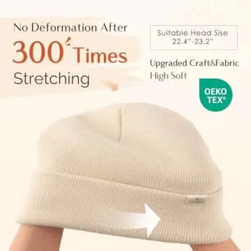 YANIBEST Womens Satin Lined Knit Beanie Hat Acrylic Winter Hats for Women Men Silk Lining Soft Slouchy Warm Cuffed Beanie Hat Beige