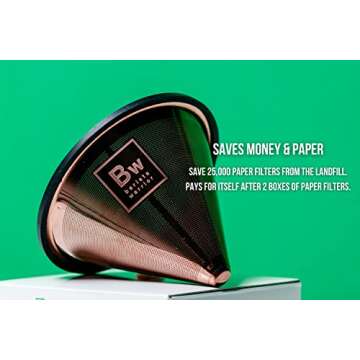 Barista Warrior Reusable Copper Coffee Filter for Chemex & Hario V60