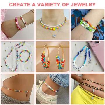 Redtwo 4mm Glass Seed Beads for Jewelry Bracelet Making Kit, Small Beads Friendship Bracelet Kit, Ti...