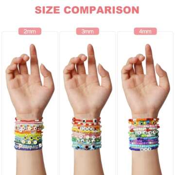 Redtwo 4mm Glass Seed Beads for Jewelry Bracelet Making Kit, Small Beads Friendship Bracelet Kit, Tiny Waist Beads Kit with Letter Beads and Elastic String, DIY Art Craft Girls Gifts.