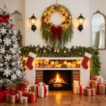 2Pcs Christmas Norfolk Pine Garlands, 6Ft Real Touch Artificial Faux Winter Dense Greenery Garland f...