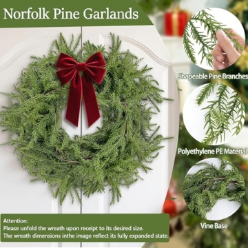 2Pcs 6Ft Norfolk Pine Garlands for Holiday Decor