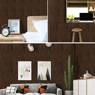 Mecpar Walnut Wood Grain Wallpaper 17.71" x 118" Brown Wood Contact Paper Wood Peel and Stick Wallpaper Vinyl Self Adhesive Thick Wallpaper for Kitchen Door Countertops Cabinets Shelves