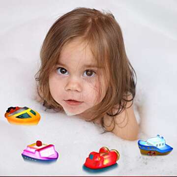 6 Packs Light Up Boat Bath Toys - Flashing Fun for Kids!