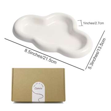 Conviv Ceramic Jewelry Tray Gifts for Women,Trinket Tray Ring Dish Vanity Tray,Key Bowl for Entryway Table,House Decor Aesthetic, Birthday Mother's Day Christmas(T-White)