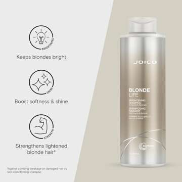 Joico Blonde Life Brightening Shampoo | For Blonde Hair | Add Softness & Smoothness | Sulfate Free | With Monoi & Tamanu Oil | 33.8 Fl Oz