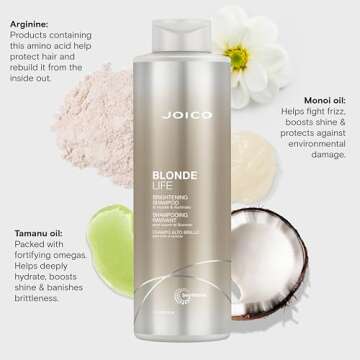 Joico Blonde Life Brightening Shampoo | For Blonde Hair | Add Softness & Smoothness | Sulfate Free | With Monoi & Tamanu Oil | 33.8 Fl Oz
