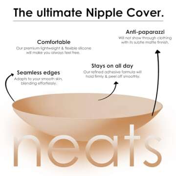 NEATS Nipple Covers for Women, Reusable & Hypoallergenic Adhesive Silicone Pasties