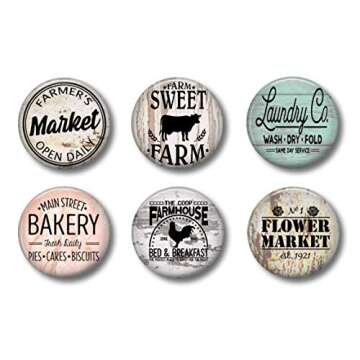 Farmhouse Magnets - Set of 6 - Cute Whiteboard Magnets for Home School or Office (Farmhouse Set 1)