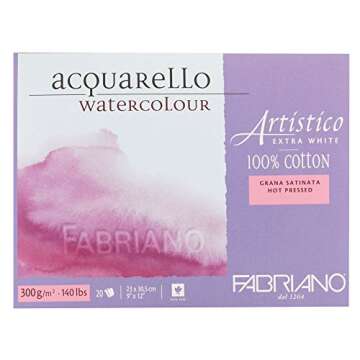 Watercolour 23 x 30.5 cm 20 4 AEW Extra White Satin Paper Grain Watercolour Fabriano