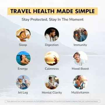 Travel Supplement: Jet Lag Prevention + Immunity, Energy, Digestion Support, Better Sleep & Mood with Chia, Ashwagandha, Rhodiola, D3+ | Vegetarian, 60 Count