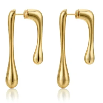 FRUMOS Unique 14K Gold Plated Teardrop Earrings - Elegant Statement Jewelry for All Occasions