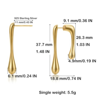 Stylish FRUMOS 14K Gold Teardrop Earrings for Women