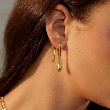 Stylish FRUMOS 14K Gold Teardrop Earrings for Women