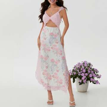 Elegant Floral V-Neck Maxi Dress for Summer Parties