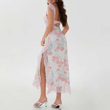 Elegant Floral V-Neck Maxi Dress for Summer Parties