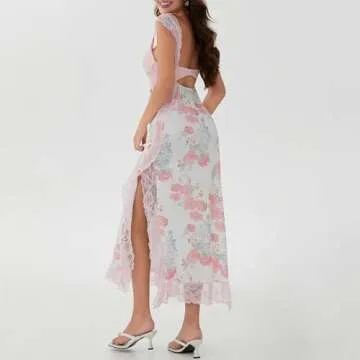 Elegant Floral V-Neck Maxi Dress for Summer Parties