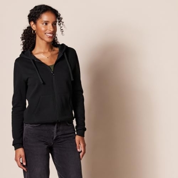 Amazon Essentials Women's Cozy Full-Zip Hoodie in Black
