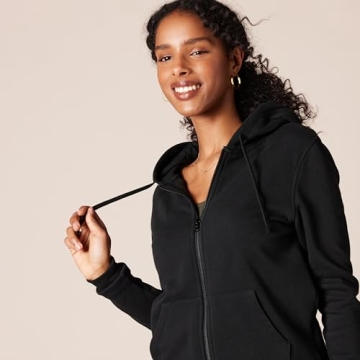 Amazon Essentials Women's Cozy Full-Zip Hoodie in Black