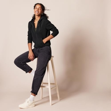 Amazon Essentials Women's Cozy Full-Zip Hoodie in Black