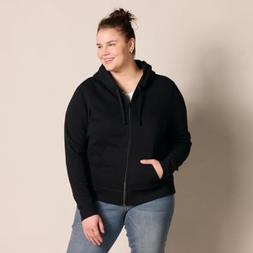 Amazon Essentials Women's Cozy Full-Zip Hoodie in Black