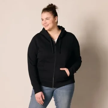 Amazon Essentials Women's Cozy Full-Zip Hoodie in Black