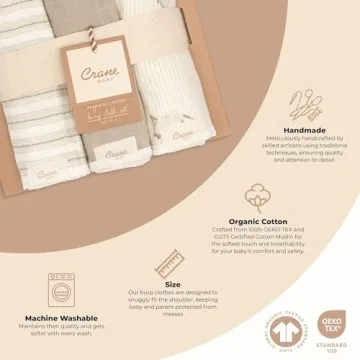 Crane Baby Organic Cotton Burp Cloth Set - Adorable & Absorbent