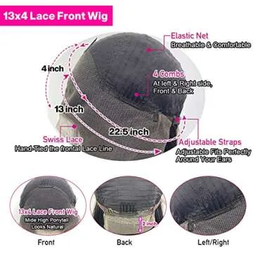 SOVO Deep Wave Lace Front Wigs Human Hair 13x4 Curly Wigs for Women 180% Density Brazilian Virgin Lace Frontal Wet and Wavy Glueless Wigs Human Hair Pre Plucked Baby Hair Natural Color 22inch