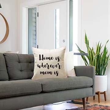 MFGNEH Mom Gifts,Gifts for Mom from Daughter Son,Mothers Day Birthday Gifts,Christmas Mom Gifts,Home is Wherever Mom is Throw Pillow Covers 18x18