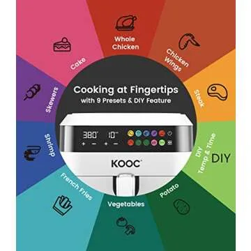 KOOC XL Large Air Fryer 6.5 Quart Digital Oven
