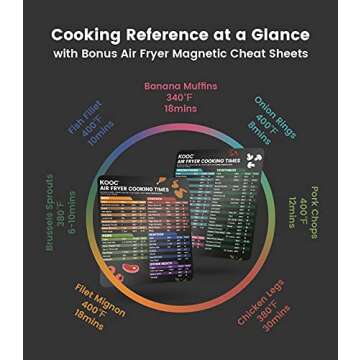 [NEW LANUCH] KOOC XL Large Air Fryer, 6.5 Quart Electric Air Fryer Oven, Free Cheat Sheet for Quick Reference, 1700W, LED Touch Digital Screen, 10 in 1, Customized Temp/Time, Nonstick Basket, White