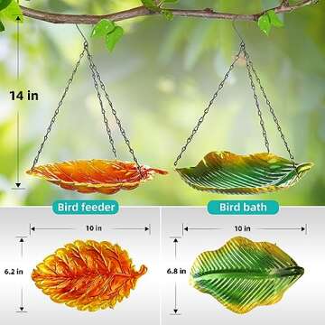 Metal Tray Rust Proof Outdoor Bird Feeder and Bath 2-Piece Set