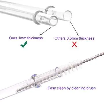 Dakoufish 11 Inch Clear Reusable Thick Plastic Drinking Straws Extra Long for 24oz & 40oz Mason Jar Tumblers,Set of 12 Pcs Straws with Cleaning Brush (11inch, Clear)