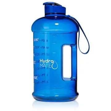 NatureWorks HydroMATE Half Gallon Water Bottle with Times to Drink BPA Free Leak Proof Reusable Jug with Handle 64 oz